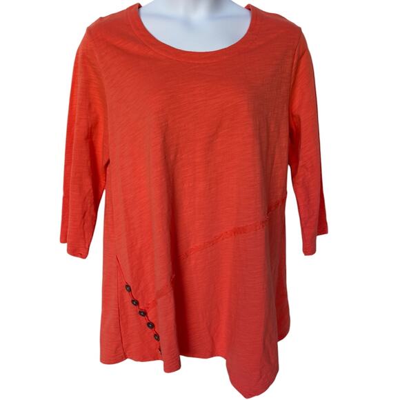 Wild Palms Coral French Terry Slub Trapeze Dress Lagenlook size XXL